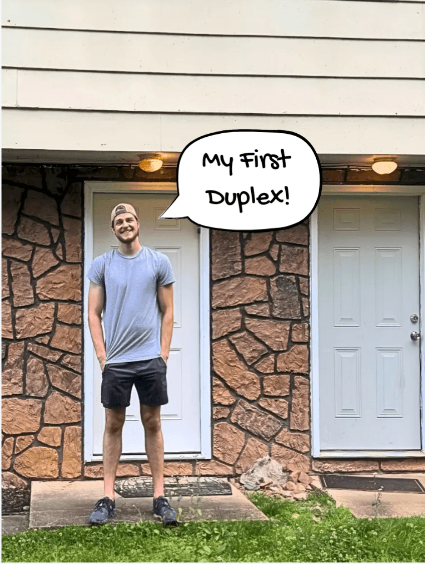 Jonathan in front of his first duplex